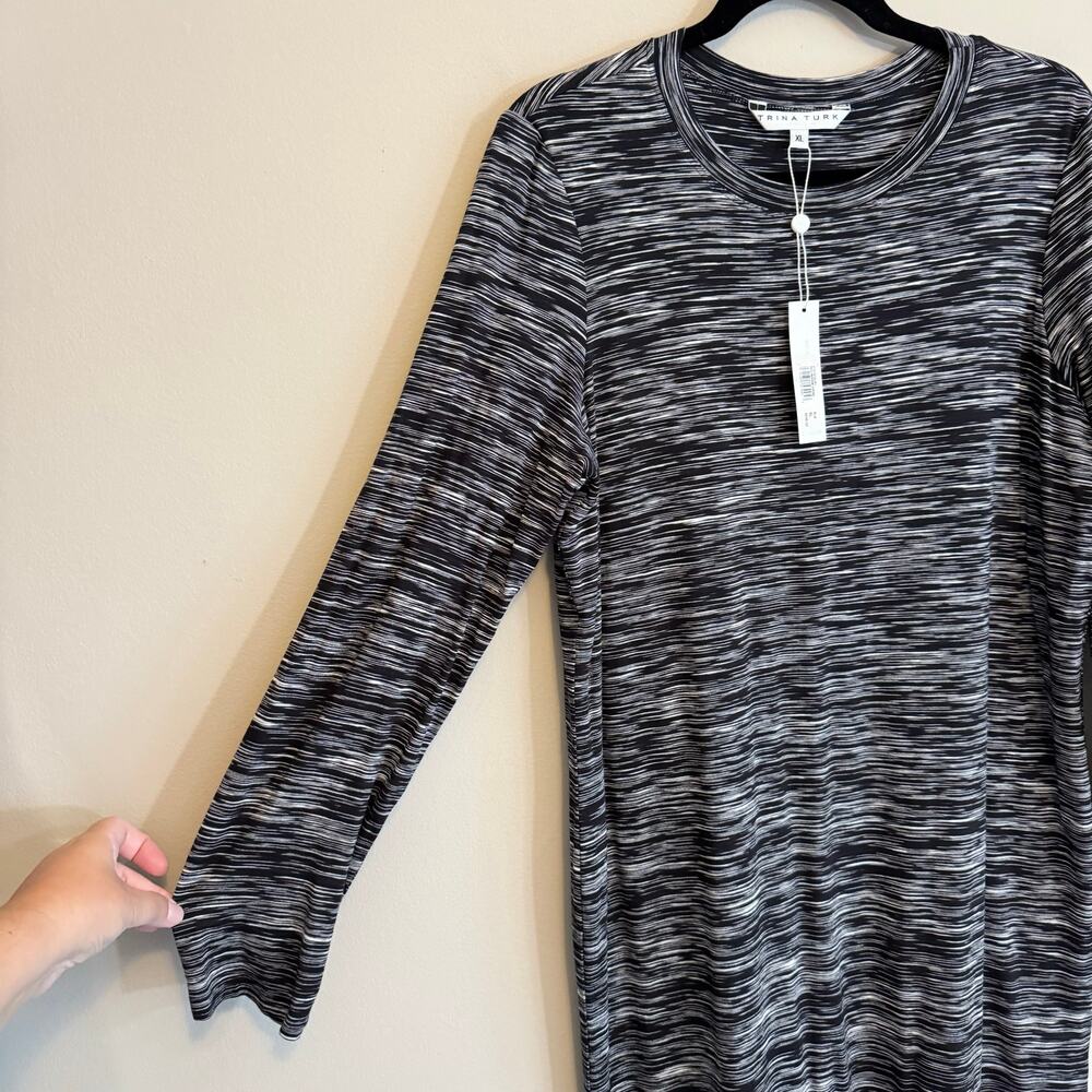 Trina Turk Womens Black Stretch Knit Long Sleeve Bellingham Sheath Dress XL NWT - Picture 5 of 9